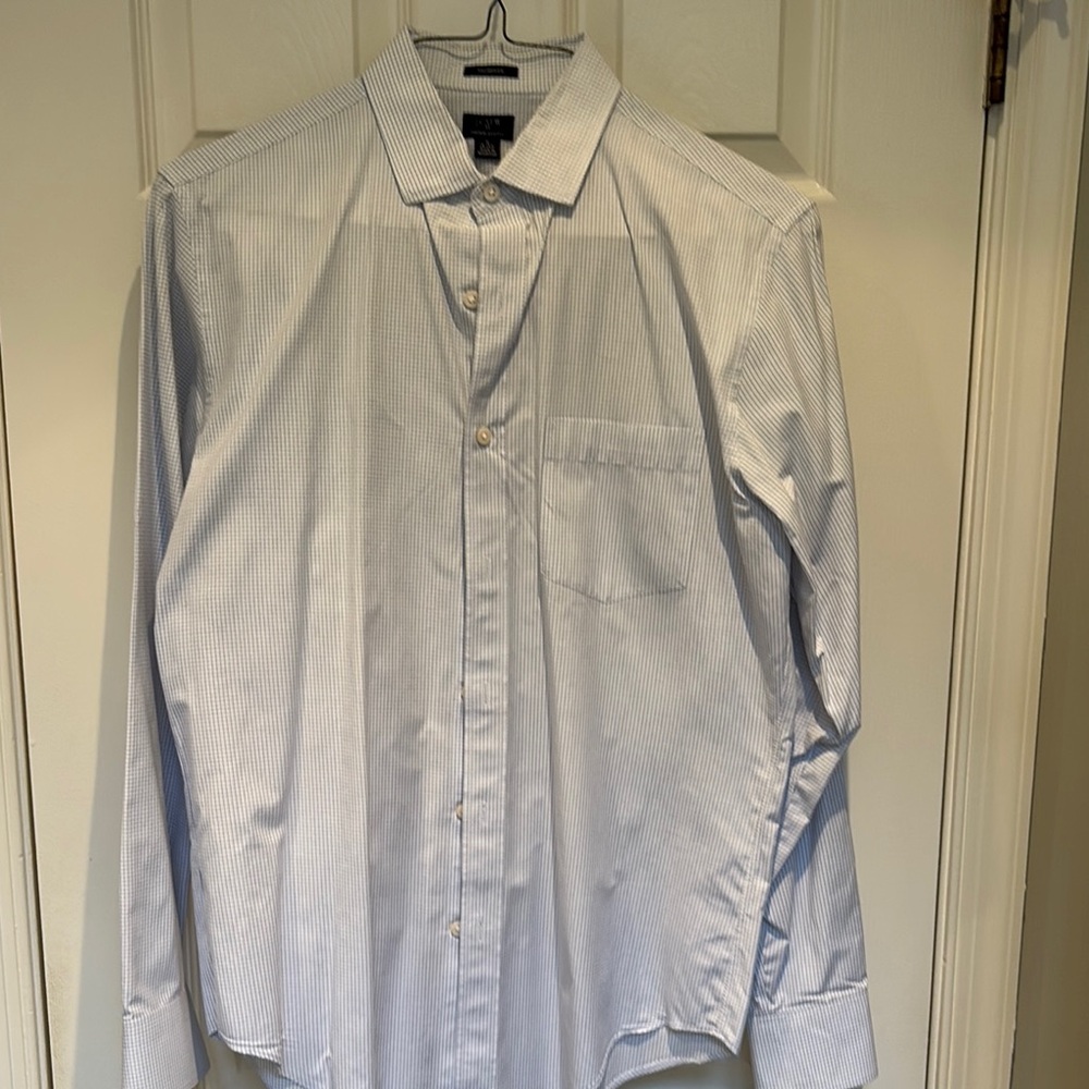 J. Crew White/Blue Thompson Dress Shirt 15-15.5